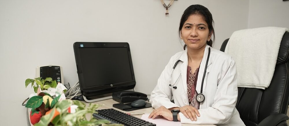 "Dr. Reema Agrawal pediatrician at Infinity Heart Hospital Jabalpur in clinic"