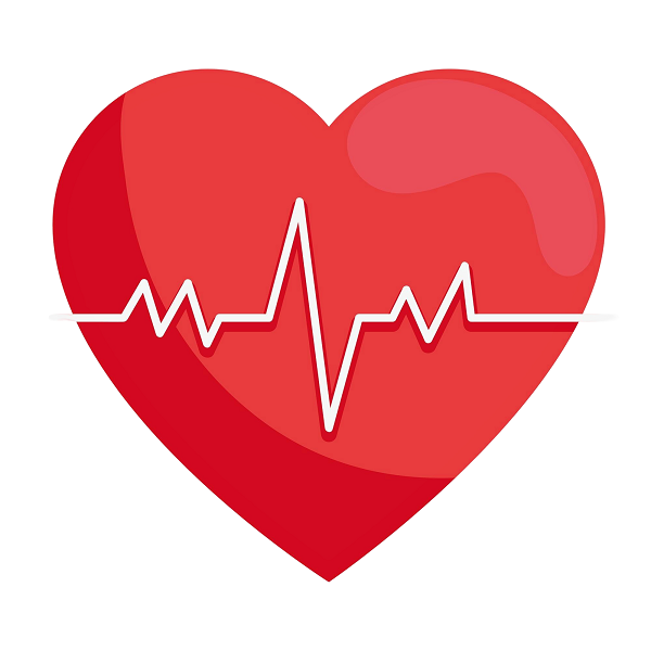 "Red heart with white ECG heartbeat line for cardiac health at Infinity Heart Hospital Jabalpur"